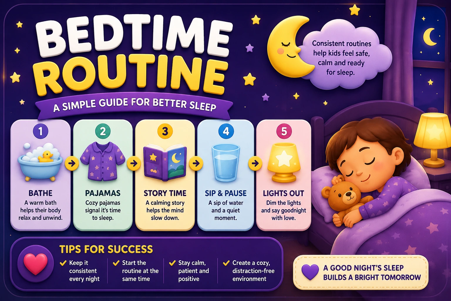 Bedtime routine for kids guide preview