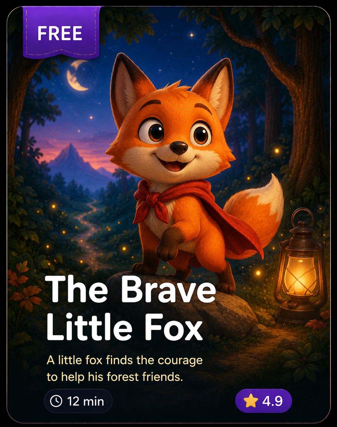 The Brave Little Fox bedtime story card