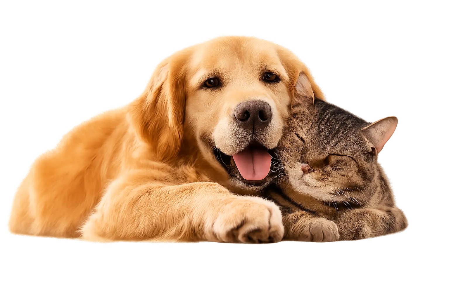 Happy dog and cat together for PetCare Log pet care tracker app